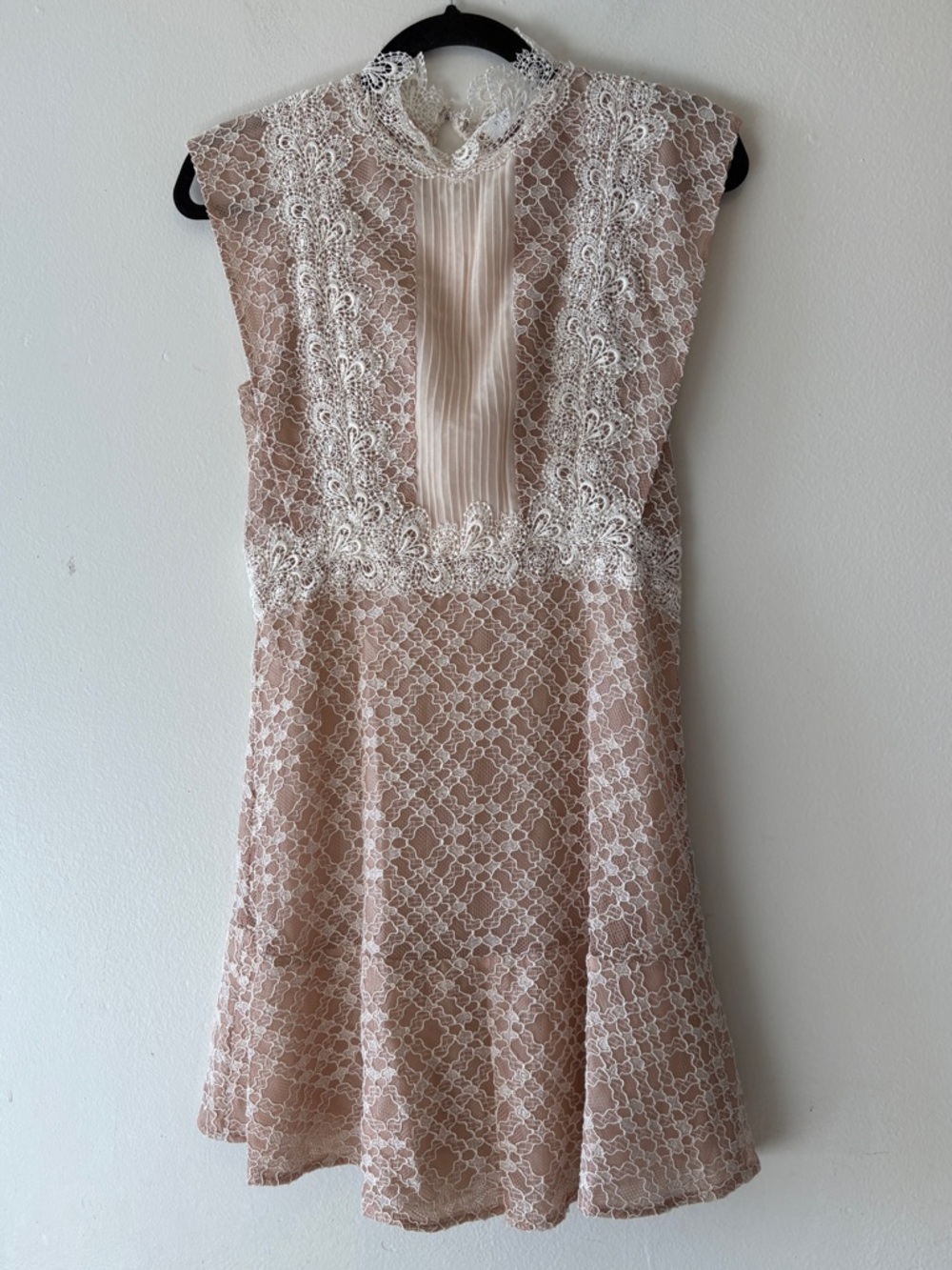 Sandro Paris Peaches High Neck Lace Dress Sz 2 Blush Pink Soft Glamour Romantic - Picture 7 of 15